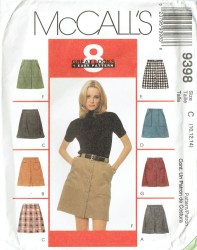 9398 MCCALLS  8 GREAT EZ A-LINE SHORTER SKIRTS BUTTONS OR NOT PATTERN 4-8
